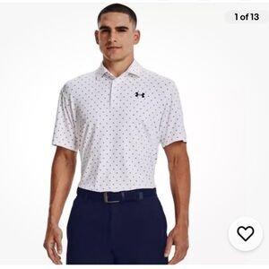 Under Armour the playoff polo UPF 40 white yellow floral golf shirt 2XL NWT